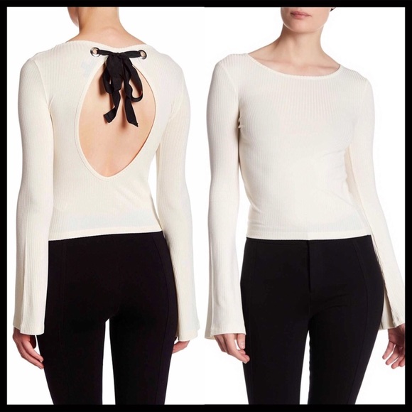 TOPSHOP RIBBON BOW TIE BACK PULLOVER KNIT TOP - Picture 8 of 8